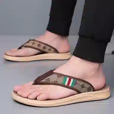 绅诺 绅诺经典 潮流百搭 休闲户外 防滑防磨静音人字拖鞋 男款 卡其