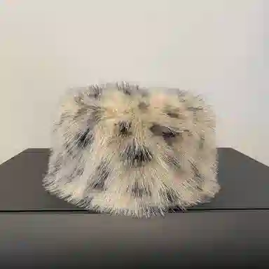 山一丸 豹纹毛绒秋冬仿皮草斑点豹纹包头帽韩版保暖护耳盆帽子潮 腈纶 渔夫帽 女款