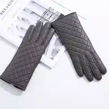 山一丸 纯色冬季保暖商务骑行 头层羊皮 手套 女款