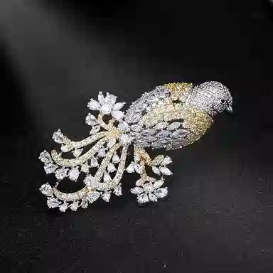 山一丸 时尚小鸟锆石胸花个性气质丝巾扣配饰 铜 胸针 女款