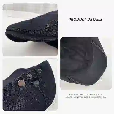 山一丸 韩系光板牛仔秋冬季街头复气质报童帽子正反戴前进帽 涤纶 贝雷帽 女款