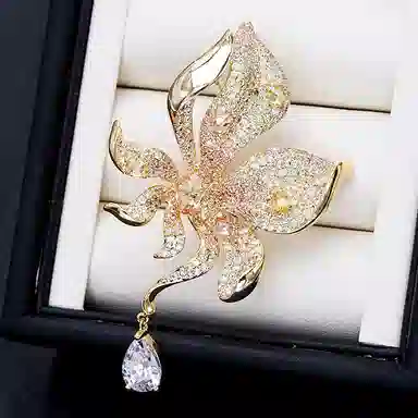 山一丸 秋冬衣饰别针小众设计感西装大衣外套配饰雪花针 铜 胸针 女款