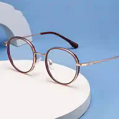 山一丸 时尚防蓝光素颜小圆框平光镜 学生显脸小时尚 合金 圆形 光学镜架 男女同款情侣款