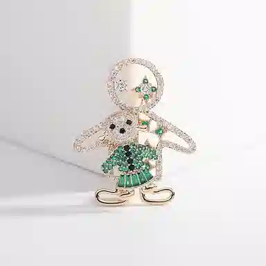 山一丸 可旋转锆石开衫别针防走光扣日韩衣饰可爱双层卡通人 环保铜 胸针 女款