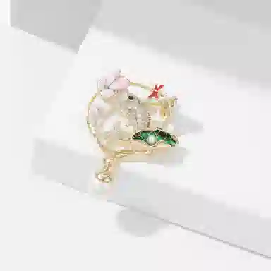 山一丸 中国风别针小众个性固定开衫别针旗袍配饰荷塘锦鲤 环保铜 胸针 女款