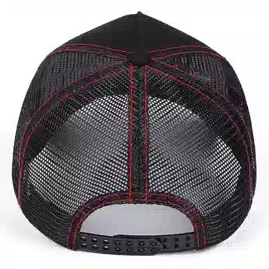 山一丸 美式复古卡通老鹰刺绣网格休闲遮阳透 棉 鸭舌帽 男女同款情侣款