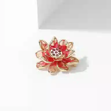 山一丸 西装配饰防走光丝巾扣复古中国风搭配莲花小 优质环保铜·滴油 胸针 女款