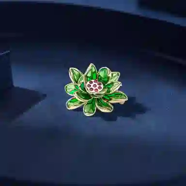 山一丸 西装配饰防走光丝巾扣复古中国风搭配莲花小 优质环保铜·滴油 胸针 女款