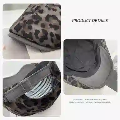 山一丸 韩系豹纹美式复古大头围显脸小 涤纶 贝雷帽 女款