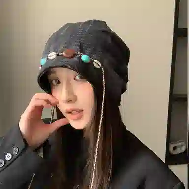 山一丸 韩版大头围显脸小冷帽复古堆堆帽护耳保暖包头帽 聚酯纤维 帽子 男女同款情侣款