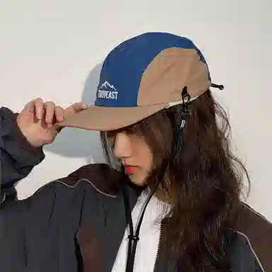 山一丸 可斜挎五片帽户外拼色速干透气徒步登山抽绳露营帽 锦纶 棒球帽 男女同款情侣款