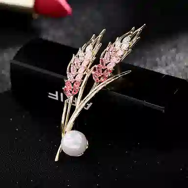 山一丸 镶麦穗大气西服胸花配饰简约外套领针 锆石 胸针 女款