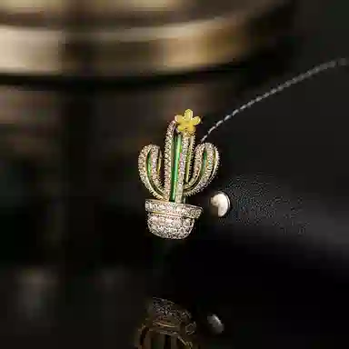 山一丸 仙人掌防走光领口装饰小领扣领针别针胸花配饰可爱日系 环保铜 胸针 女款