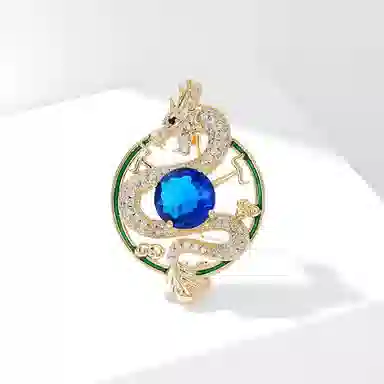 山一丸 中国风多用途复古衣饰西装领针开衫防走光别针配饰珐琅飞龙 环保铜 胸针 女款