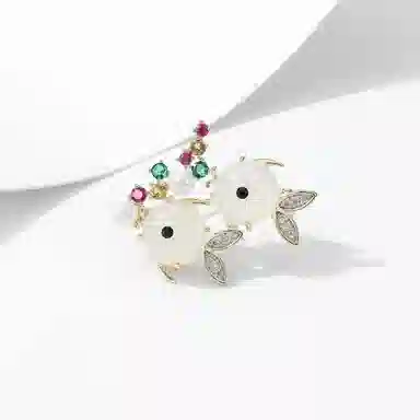 山一丸 国风别针复古 胸花多用途防走光固定衣服可爱吐泡泡金鱼 铜 胸针 女款