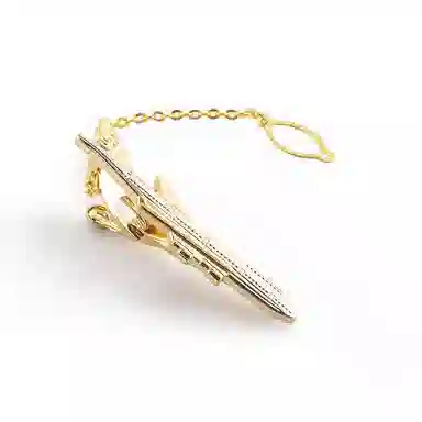 山一丸 金银双色飞机领夹 金属电镀商务领夹 铜 领带夹 男款