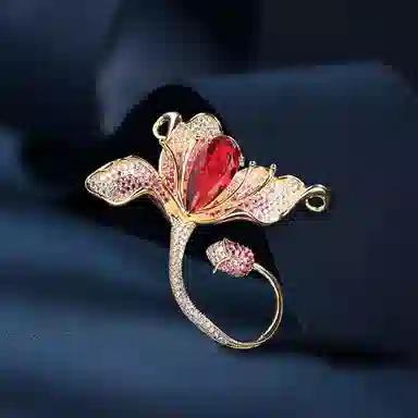 山一丸 复古花朵衣饰西装礼服优雅郁金香 优质环保铜·电镀 胸针 女款