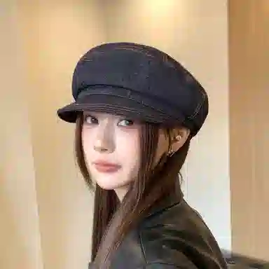 山一丸 牛仔系软顶休闲显脸小 涤纶 贝雷帽 女款