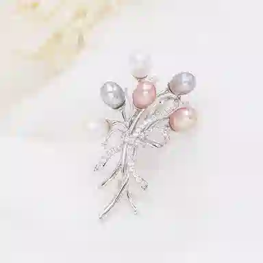 山一丸 珠优雅气质丝巾扣日韩时尚简约胸花别针配饰 铜 胸针 女款