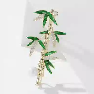 山一丸 国风别针优雅气质防走光珍珠旗袍礼服配饰竹子 环保铜 胸针 女款