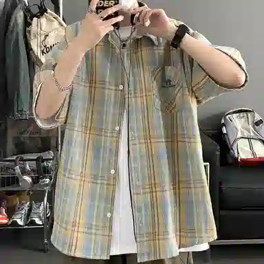 领航骆驼 学院风日系多彩格纹纽扣翻领宽松百搭潮流休闲长袖高街格子衫外套情侣款高级感    衬衫 男女同款