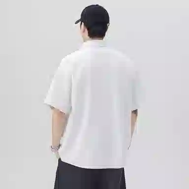 领航骆驼 嘻哈街头美式时尚翻领痞帅复古潮牌凉感透气薄款宽松休闲百搭轻商务通勤落肩短袖   衬衫  男女同款