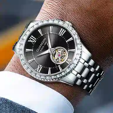 Guanqin Sparkling Series Skeleton Flywheel Mechanical Watch