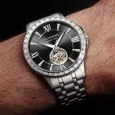 Guanqin Sparkling Series Skeleton Flywheel Mechanical Watch