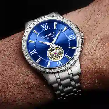 Guanqin Sparkling Series Skeleton Flywheel Mechanical Watch