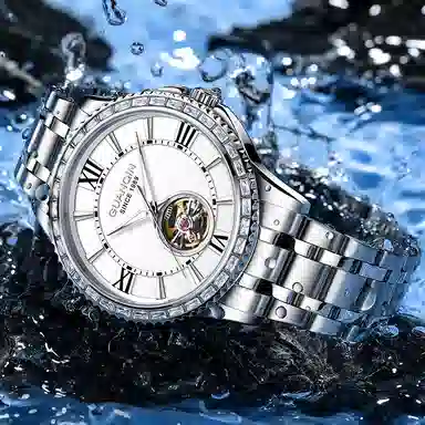 Guanqin Sparkling Series Skeleton Flywheel Mechanical Watch