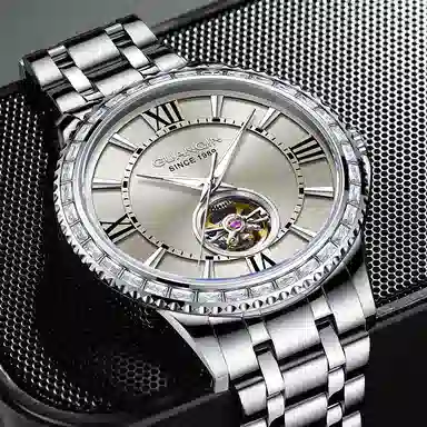 Guanqin Sparkling Series Skeleton Flywheel Mechanical Watch