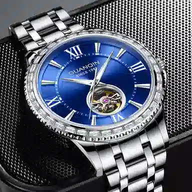 Guanqin Sparkling Series Skeleton Flywheel Mechanical Watch