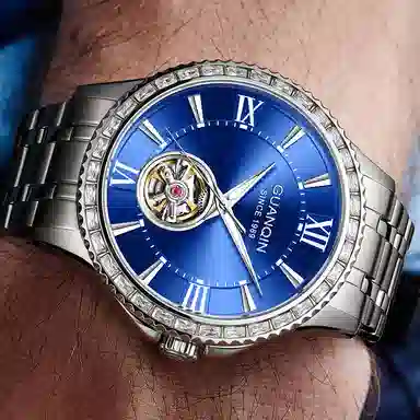 Guanqin Sparkling Series Skeleton Flywheel Mechanical Watch