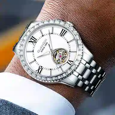 Guanqin Sparkling Series Skeleton Flywheel Mechanical Watch