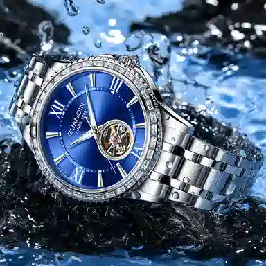 Guanqin Sparkling Series Skeleton Flywheel Mechanical Watch