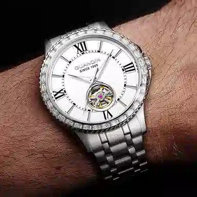 Guanqin Sparkling Series Skeleton Flywheel Mechanical Watch