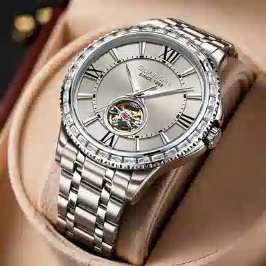 Guanqin Sparkling Series Skeleton Flywheel Mechanical Watch