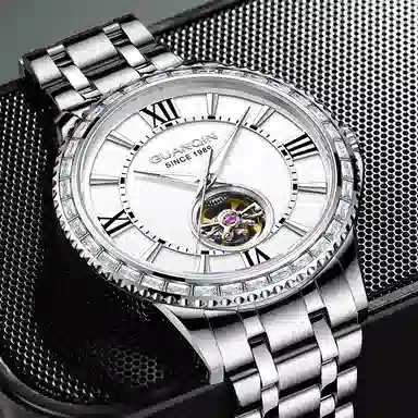 Guanqin Sparkling Series Skeleton Flywheel Mechanical Watch