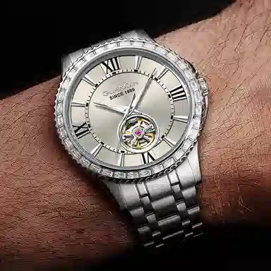 Guanqin Sparkling Series Skeleton Flywheel Mechanical Watch