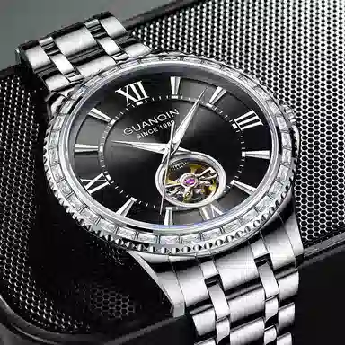 Guanqin Sparkling Series Skeleton Flywheel Mechanical Watch