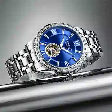 Guanqin Sparkling Series Skeleton Flywheel Mechanical Watch