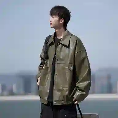 街头潮流美式复古宽松机车风外套皮衣 男女同款