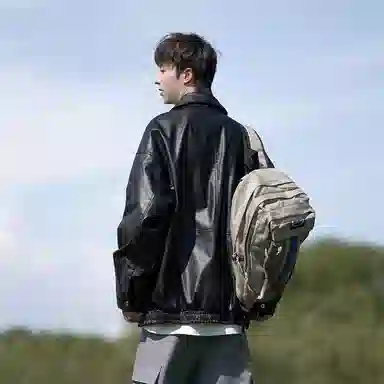 街头潮流美式复古宽松机车风外套皮衣 男女同款