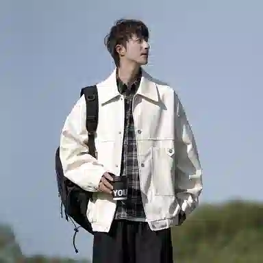 街头潮流美式复古宽松机车风外套皮衣 男女同款