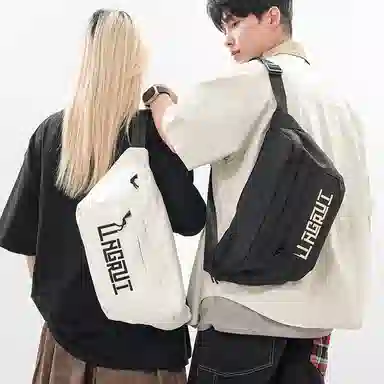 帕克熊 潮流字母美式复古休闲百搭通勤运动 尼龙 斜挎胸包 男女同款情侣款 多色