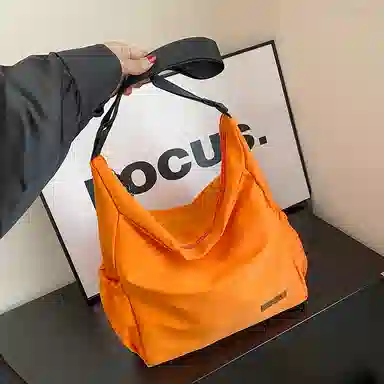 帕克熊 纯色简约百搭二次元时尚流行大学生包通勤上课 尼龙 腋下包手提斜挎包 常规 男女同款情侣款 橘色/白色/黑色/浅绿色