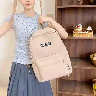 帕克熊 韩系轻便纯色 尼龙布 双肩包 男女同款情侣款 多色