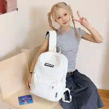 帕克熊 韩系轻便纯色 尼龙布 双肩包 男女同款情侣款 多色