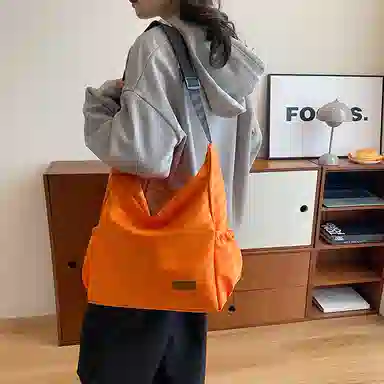 帕克熊 纯色简约百搭二次元时尚流行大学生包通勤上课 尼龙 腋下包手提斜挎包 常规 男女同款情侣款 橘色/白色/黑色/浅绿色