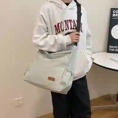 帕克熊 纯色简约百搭二次元时尚流行大学生包通勤上课 尼龙 腋下包手提斜挎包 常规 男女同款情侣款 橘色/白色/黑色/浅绿色